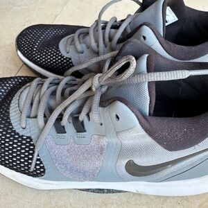 Gray and Black Nike Sneakers with Mesh Upper